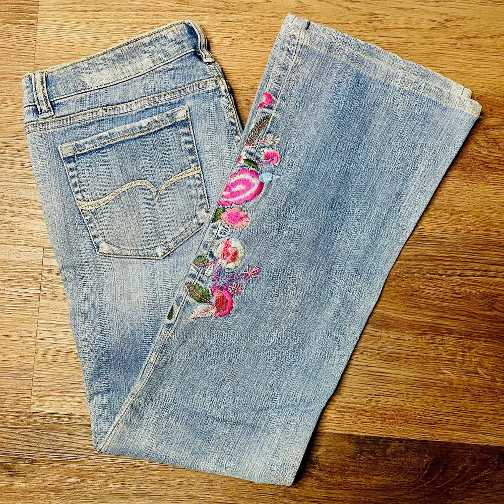 Embroidered Boot Cut Jeans Size 9